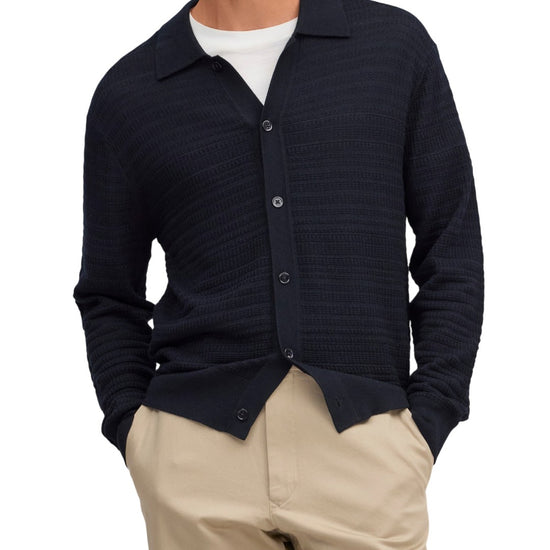 NN.07 Nate Wool Polo Cardigan Deep Navy – productbeeld 4 van 10