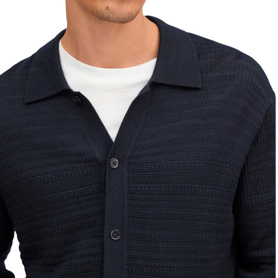 NN.07 Nate Wool Polo Cardigan Deep Navy – productbeeld 6 van 10