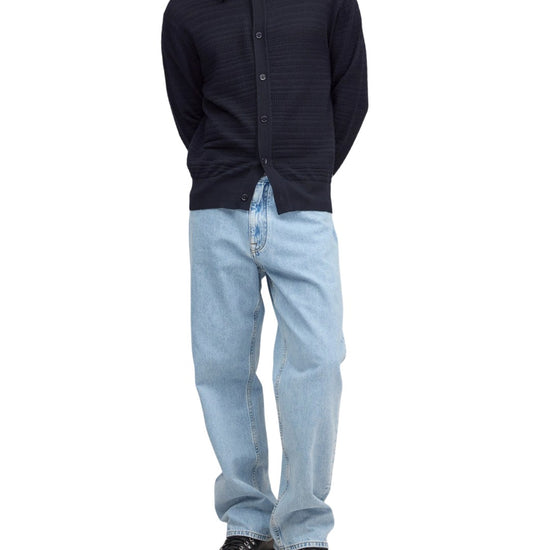 NN.07 Nate Wool Polo Cardigan Deep Navy – productbeeld 7 van 10