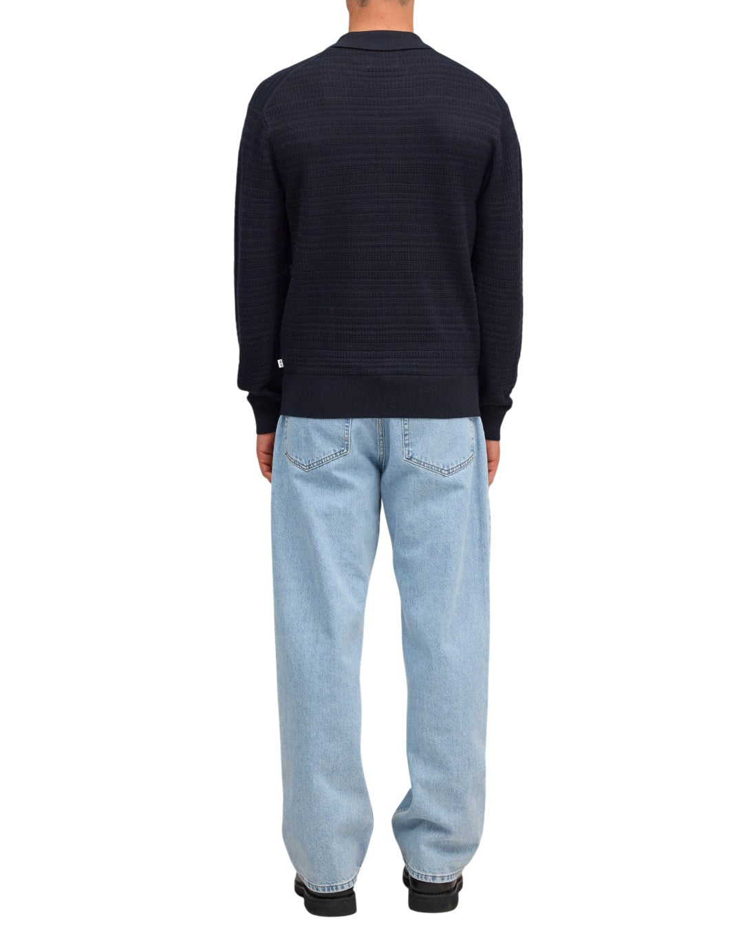 NN.07 Nate Wool Polo Cardigan Deep Navy – productbeeld 9 van 10