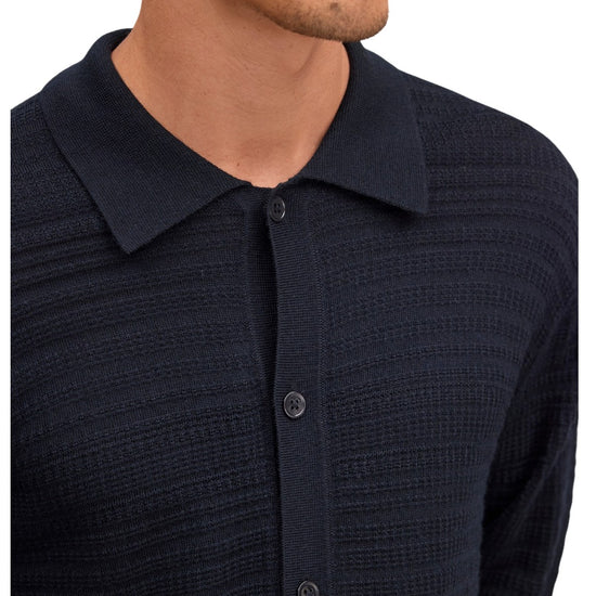NN.07 Nate Wool Polo Cardigan Deep Navy – productbeeld 10 van 10