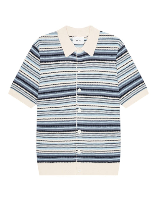 NN.07 Nolan 60019 polo cardigan cotton navy multi