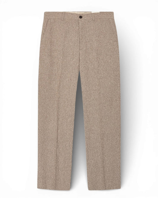 Brown Melange Paw Organic Cotton Relaxed Fit Trousers