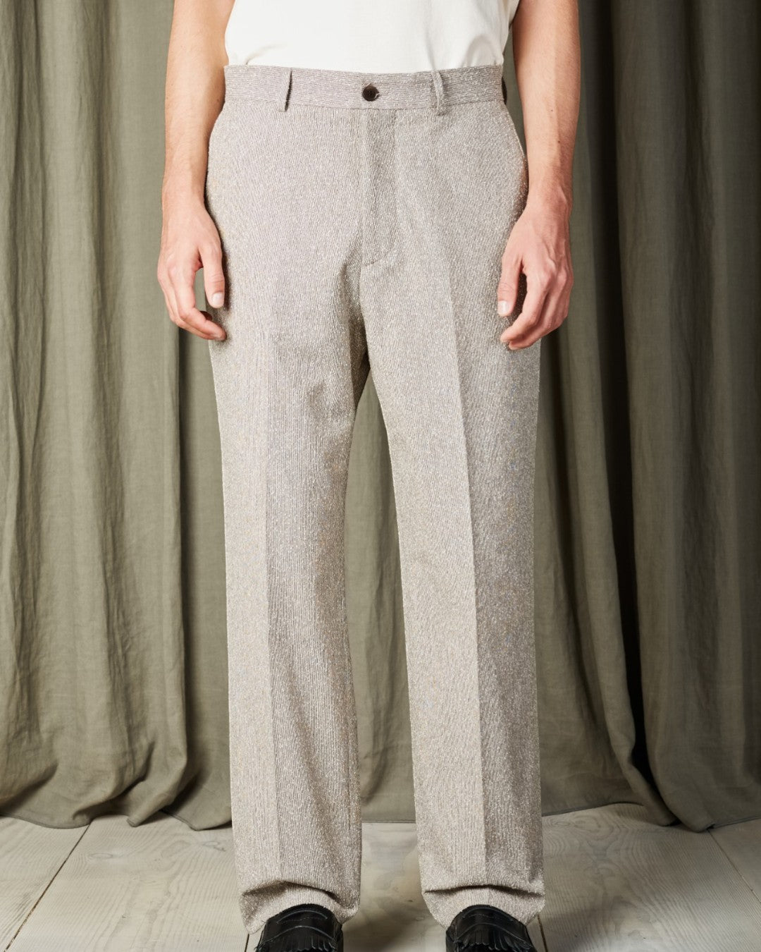 Brown Melange Paw Organic Cotton Relaxed Fit Trousers