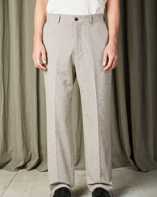 Brown Melange Paw Organic Cotton Relaxed Fit Trousers