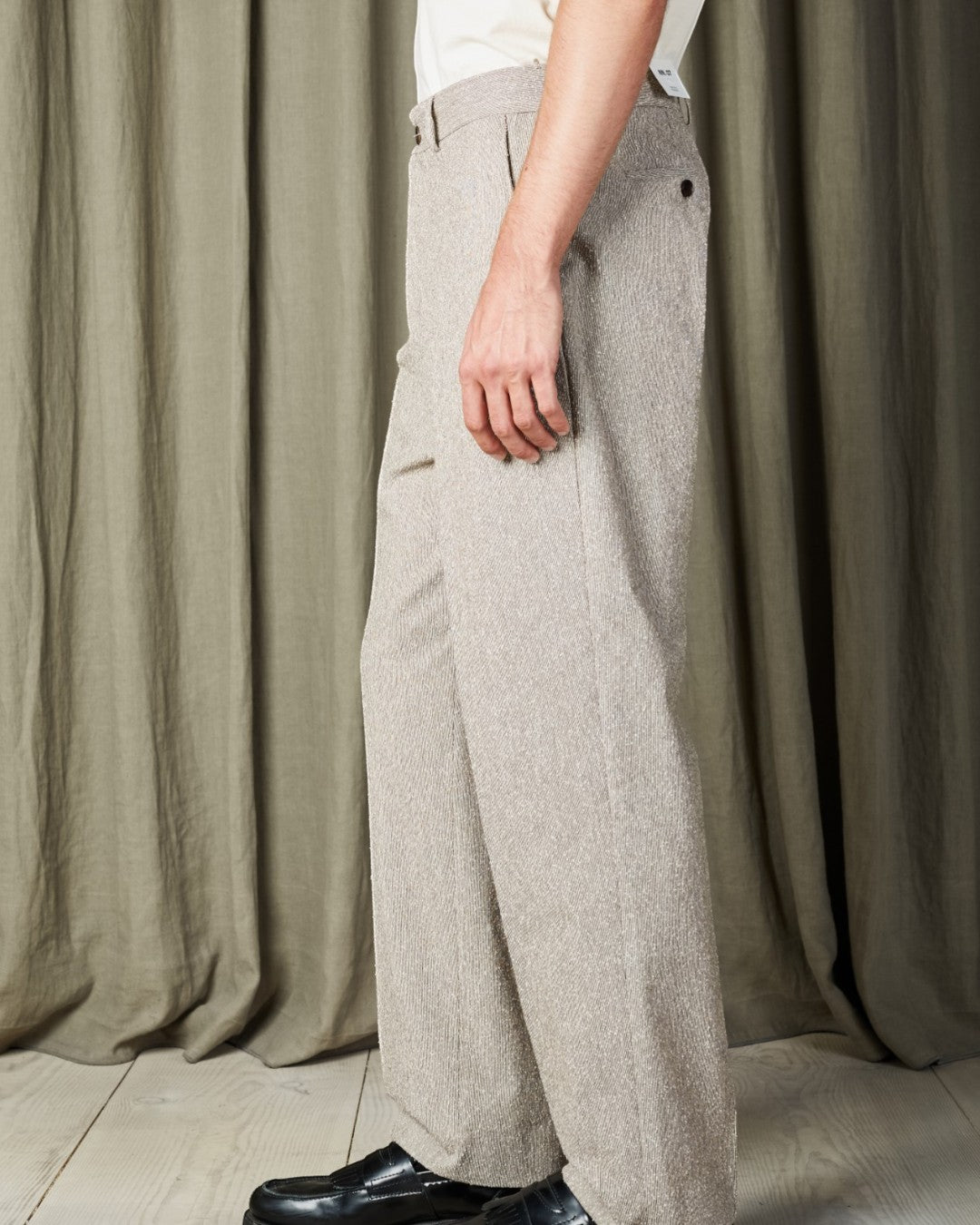 Brown Melange Paw Organic Cotton Relaxed Fit Trousers