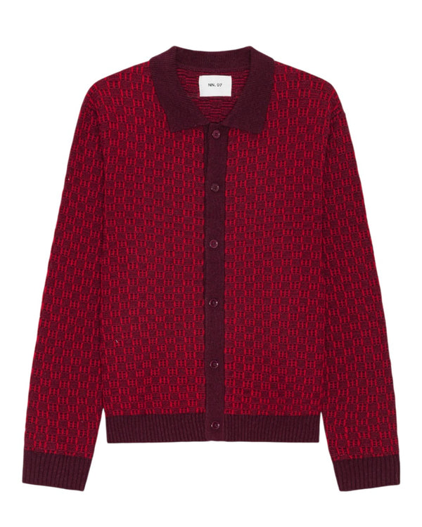 NN.07 Thor 60004 Wool Blend Polo Cardigan Winetasting