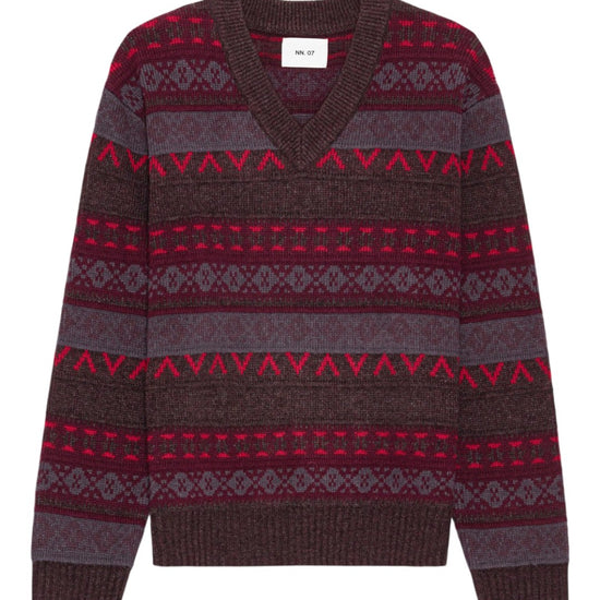 NN.07 Tobias V-Neck Wool Blend Cardigan Multi Shades 60004