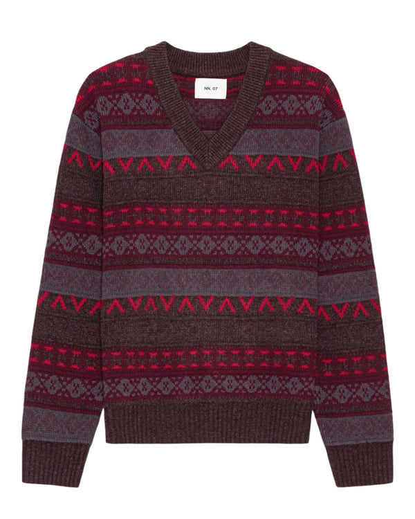 NN.07 Tobias V-Neck Wool Blend Cardigan Multi Shades 60004