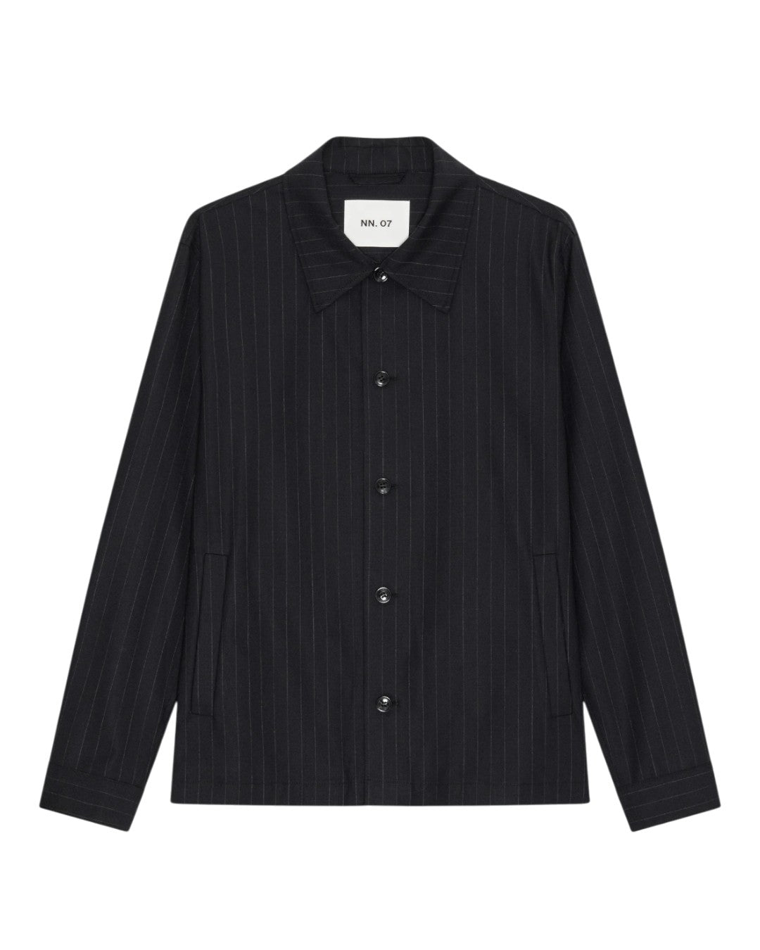 NN.07 Zander 10037 wool overshirt Navy Stripe - voorkant - Checkpoint Mol