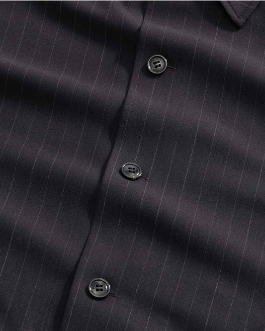 NN.07 Zander 10037 wool overshirt Navy Stripe - achterkant - Checkpoint Mol