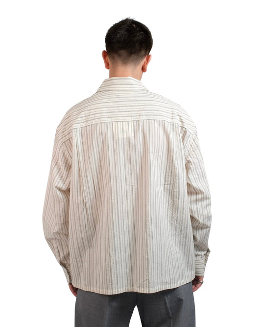 Charcoal White Brushstroke Logo Stripe Shirt