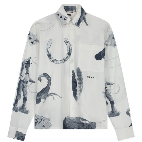OLAF Cowboy AOP Boxy Hemd White/Navy - productfoto 1