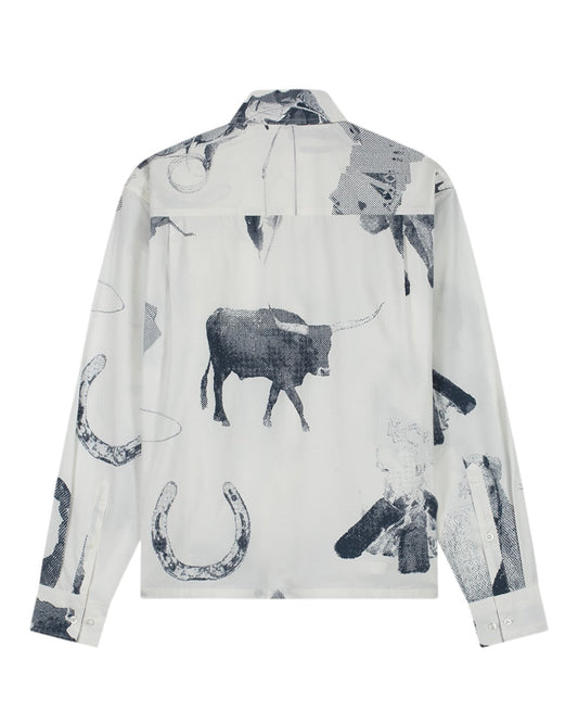OLAF Cowboy AOP Boxy Hemd White/Navy - productfoto 2