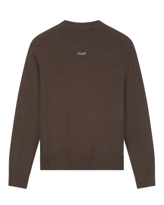 OLAF Essential Knitted Crewneck Pullover Chocolate Plum - productfoto 1