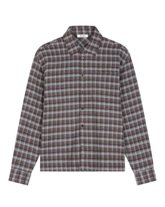 OLAF Flannel Boxy Hemd Chocolate Plum/Windsurfer - productfoto 1