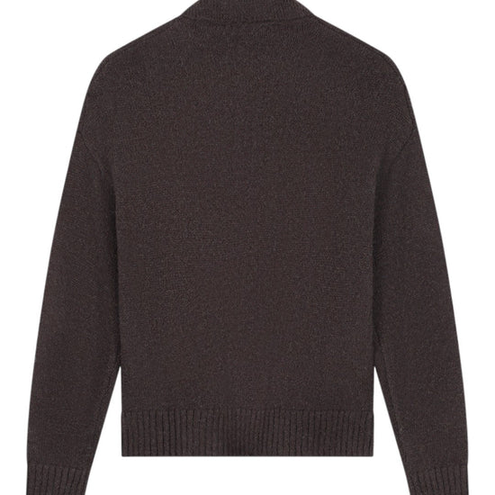 OLAF Oversized Knitted Longsleeve Polo Chocolate Plum - productfoto 2