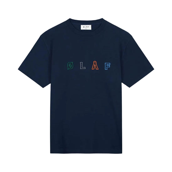 OLAF Navy Sans Embroidered Logo Cotton T-shirt – vooraanzicht