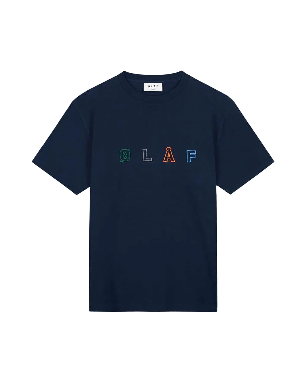 OLAF Navy Sans Embroidered Logo Cotton T-shirt – vooraanzicht