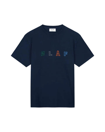 OLAF Navy Sans Embroidered Logo Cotton T-shirt – vooraanzicht