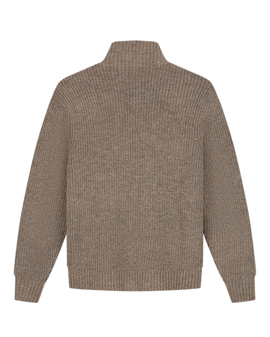 OLAF Signature Zip Knitted Mockneck Sweater Chocolate Plum - productfoto 2