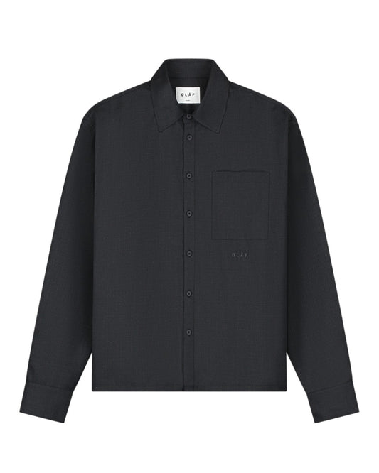 OLAF Wool Blend Boxy Hemd Charcoal - productfoto 1