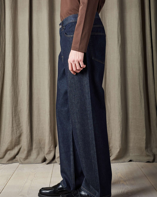 NN.07 Otis raw indigo jeans met relaxed fit en rechte pijp gordijn
