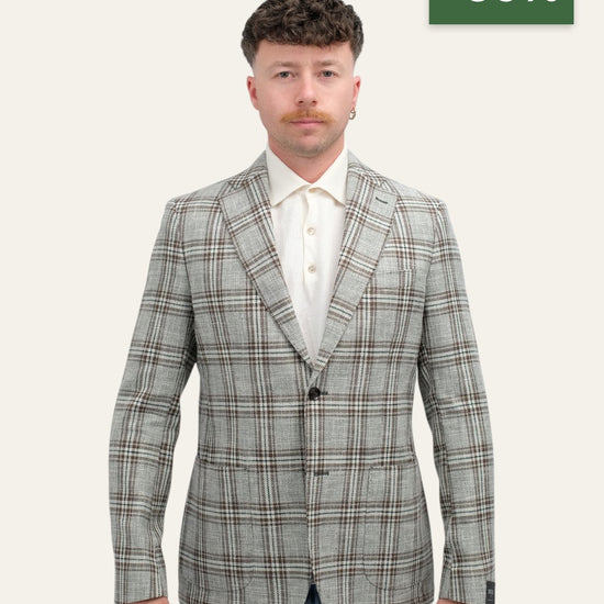 Breras Checked Cotton Linen Blazer Green – productfoto 7 – Checkpoint Mol