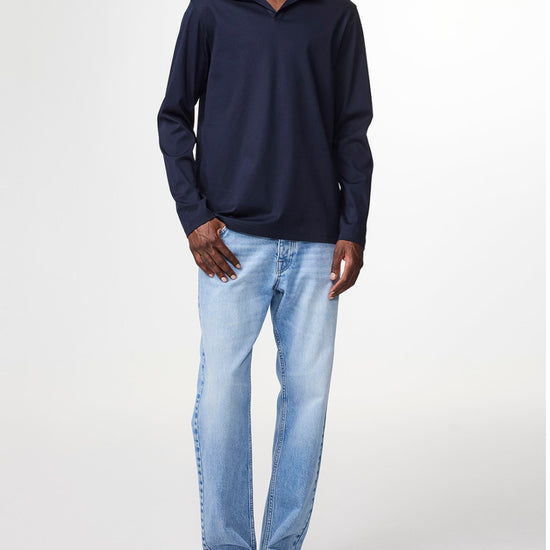 NN.07 Paul 3525 Deep Navy polo collar detail - Checkpoint Mol