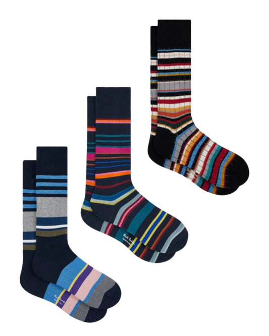Paul Smith 3-Pack PS Stripe Socks Navy - productfoto 1