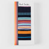 Paul Smith blauwe sokken met multicolour strepen, verpakking