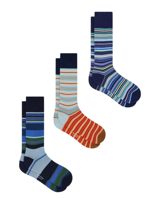 Paul Smith 3-Pack Stripe Socks Blue Mix - productfoto 1