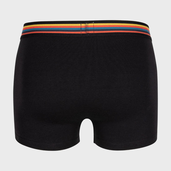 Zwarte Paul Smith trunk met multicolour gestreepte tailleband, achteraanzicht