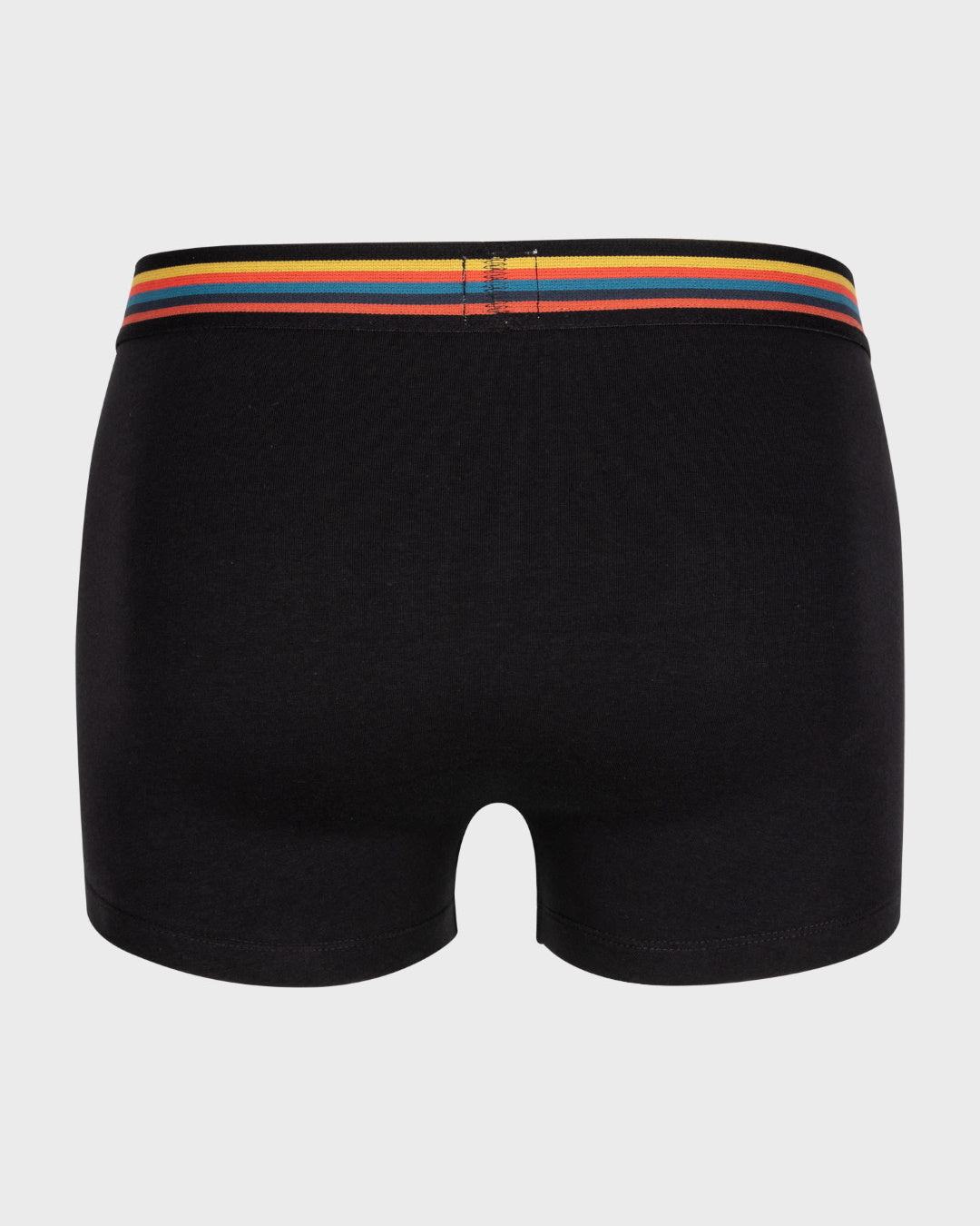 Zwarte Paul Smith trunk met multicolour gestreepte tailleband, achteraanzicht