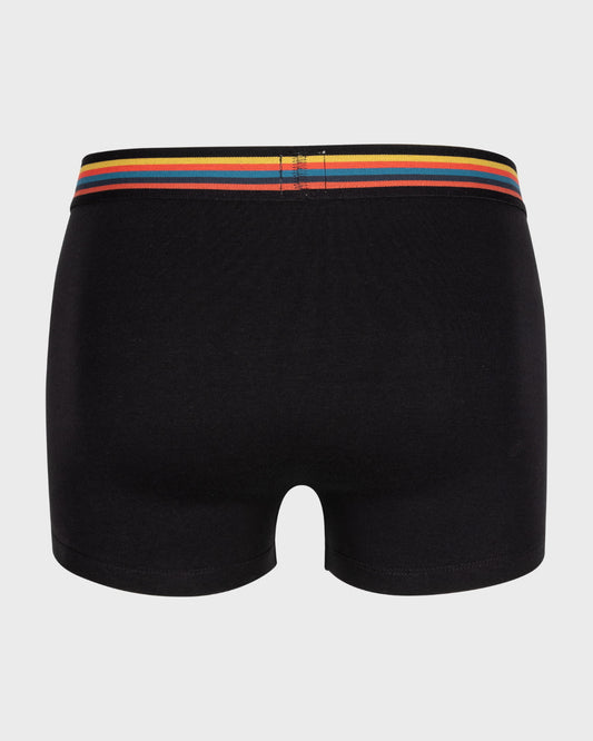 Zwarte Paul Smith trunk met multicolour gestreepte tailleband, achteraanzicht