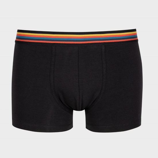 Zwarte Paul Smith trunk met multicolour gestreepte tailleband, vooraanzicht