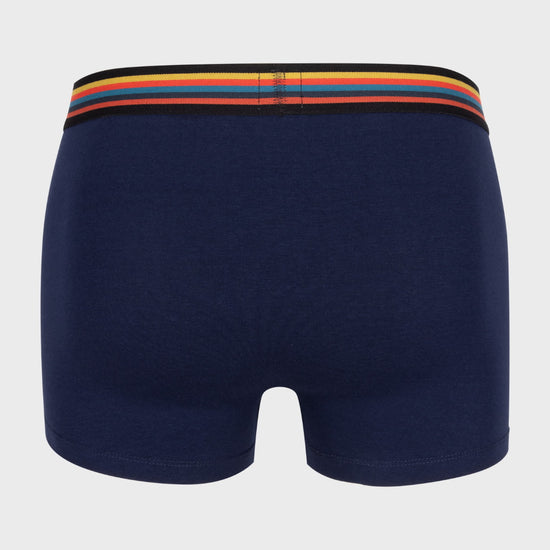 Navy Paul Smith trunk met multicolour gestreepte tailleband, achteraanzicht