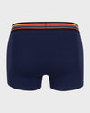 Navy Paul Smith trunk met multicolour gestreepte tailleband, achteraanzicht