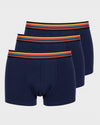 Drie navy Paul Smith trunks met multicolour gestreepte tailleband