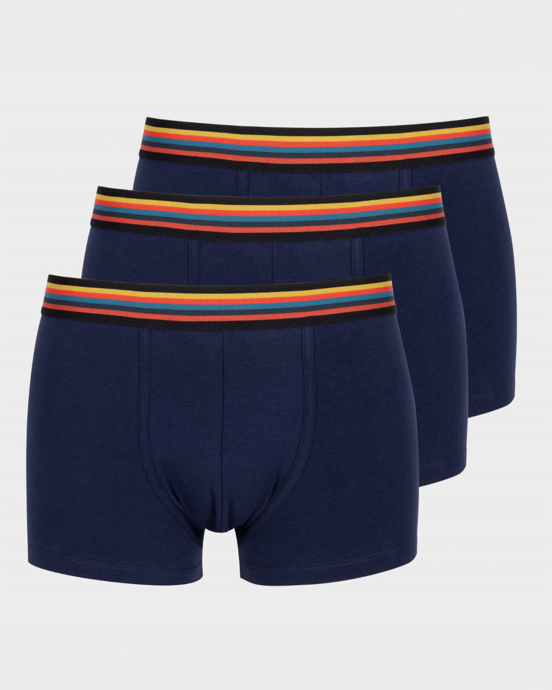 Drie navy Paul Smith trunks met multicolour gestreepte tailleband