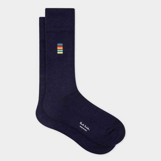 Paul Smith Elton navy sokken met klein streepdetail, paar overlappend