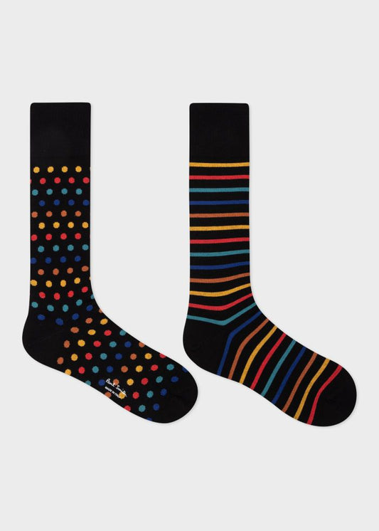 Paul Smith Gino Artist zwarte sokken, paar naast elkaar