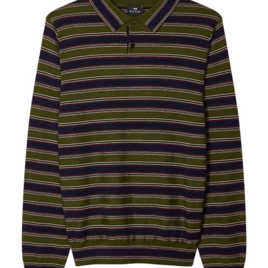 Paul Smith Knitted Long Sleeve Polo Green - productfoto 1
