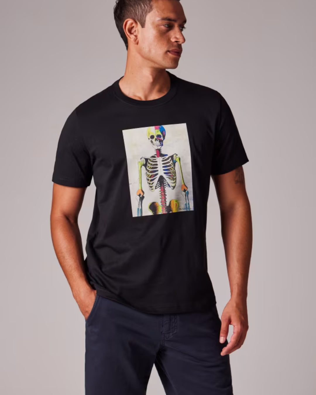 Paul Smith Skeleton Print Organic Cotton T-shirt Black – productbeeld 2