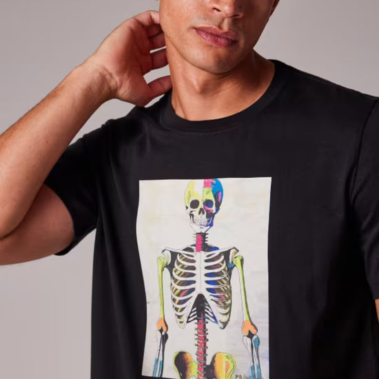 Paul Smith Skeleton Print Organic Cotton T-shirt Black – productbeeld 3