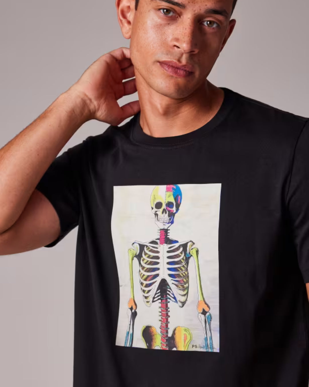 Paul Smith Skeleton Print Organic Cotton T-shirt Black – productbeeld 3