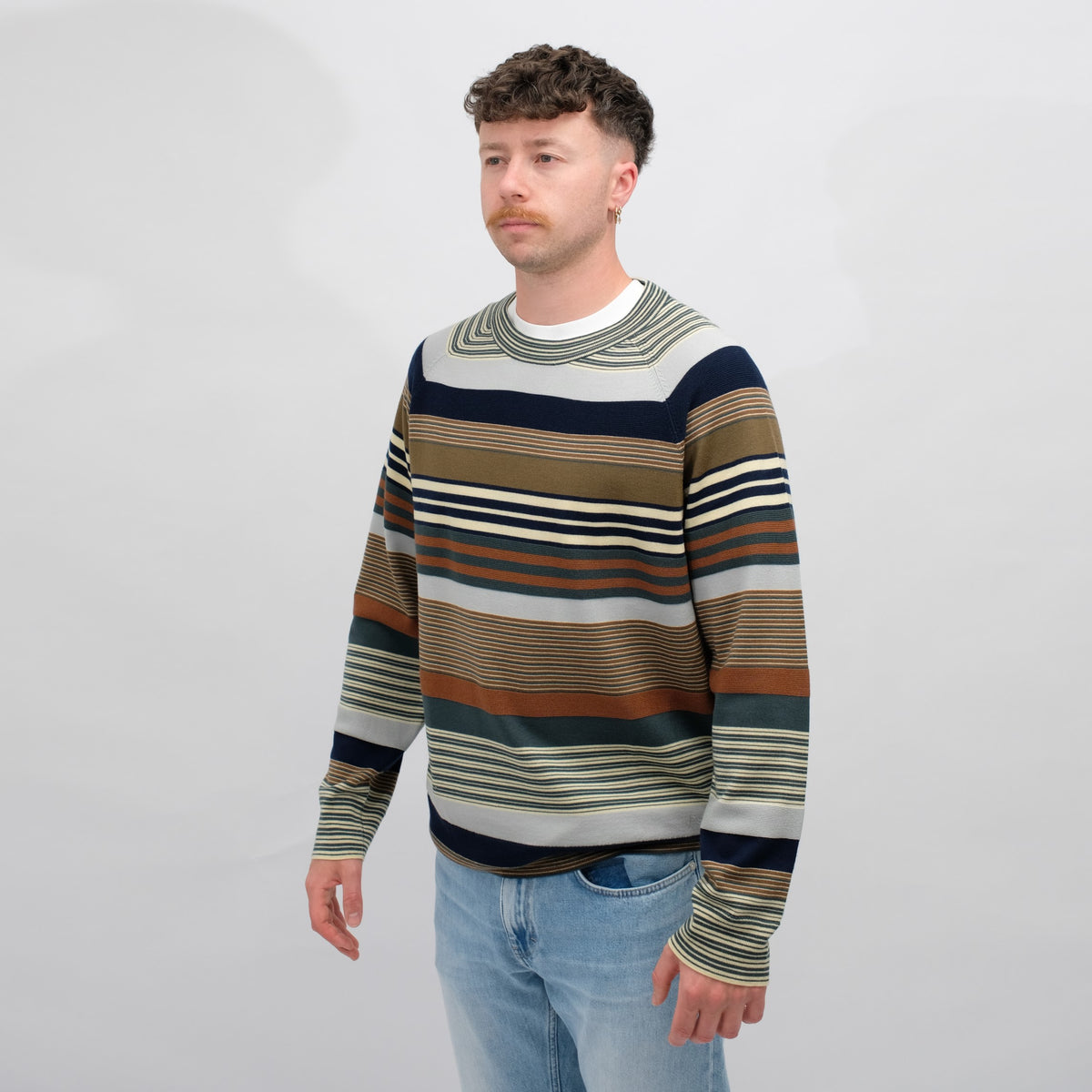 Paul Smith Striped Merino Wool Pullover Grey Blue – productbeeld 2