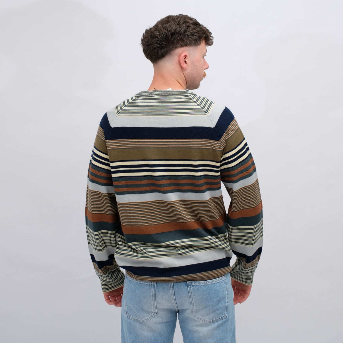 Paul Smith Striped Merino Wool Pullover Grey Blue – productbeeld 4