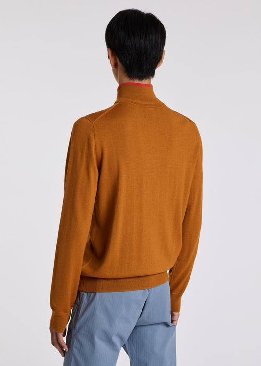 Paul Smith Half-Zip Pullover Mustard – borduurdetail