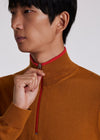 Paul Smith Half-Zip Pullover Mustard – gedragen vooraanzicht